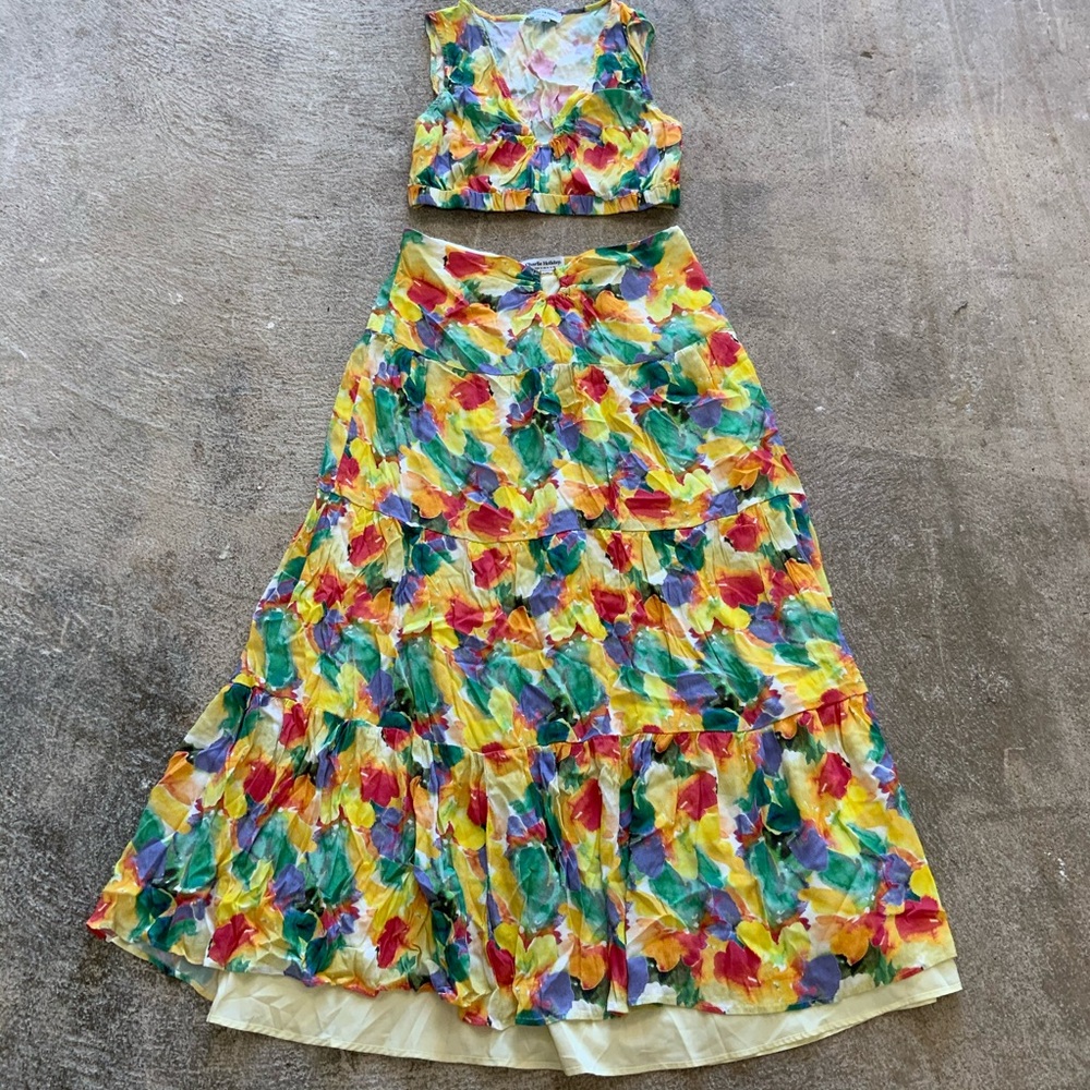 Charlie Holiday Floral bright Cheyenne maxi skirt and crop top two piece set-OBO - Picture 10 of 10